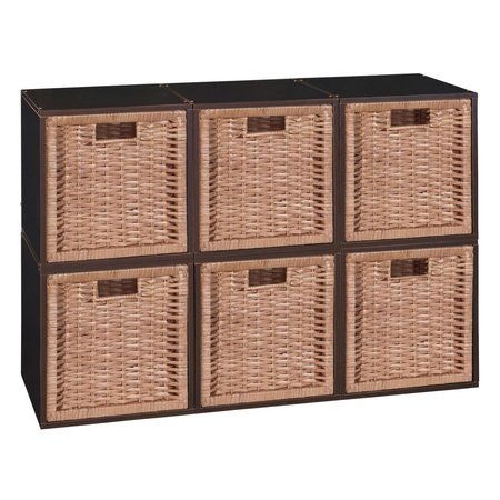 NICHE Cubo Storage Set with 6 Cubes & 6 Wicker BasketsTruffle & Natural PC6PKTF6TOTEWNT